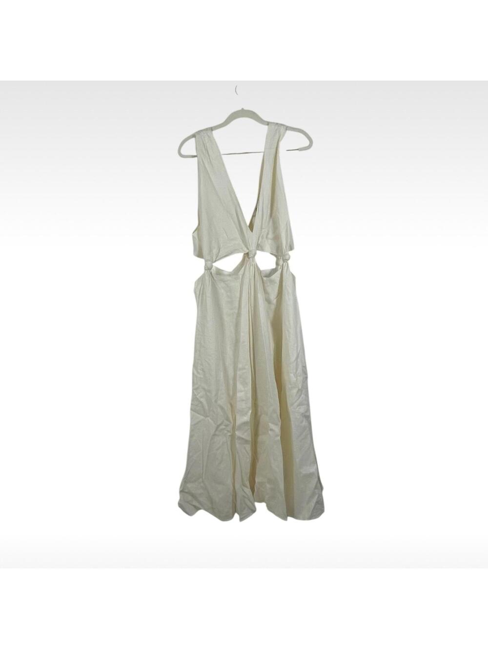Farm Rio NWT Cream Cutout/Knot Midi Dress Size XL - Summer Boho Vacation - Picture 3 of 8